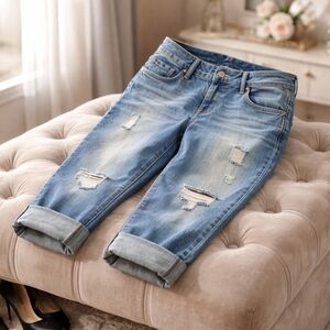 Torrid Light Blue Distressed Cropped Jeans